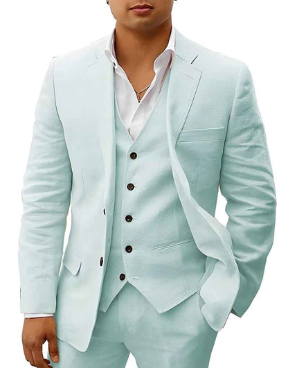 Men's Two-Piece Linen Wedding Suit