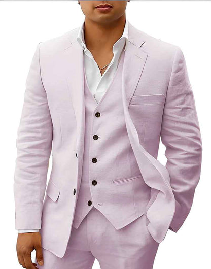 Men's Two-Piece Linen Wedding Suit