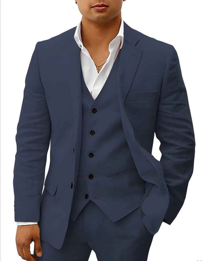 Men's Two-Piece Linen Wedding Suit
