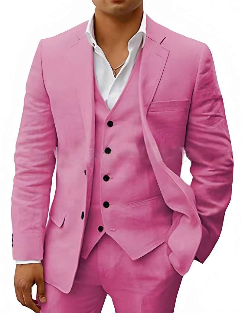 Men's Two-Piece Linen Wedding Suit