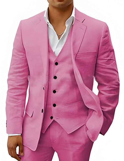 Men's Two-Piece Linen Wedding Suit