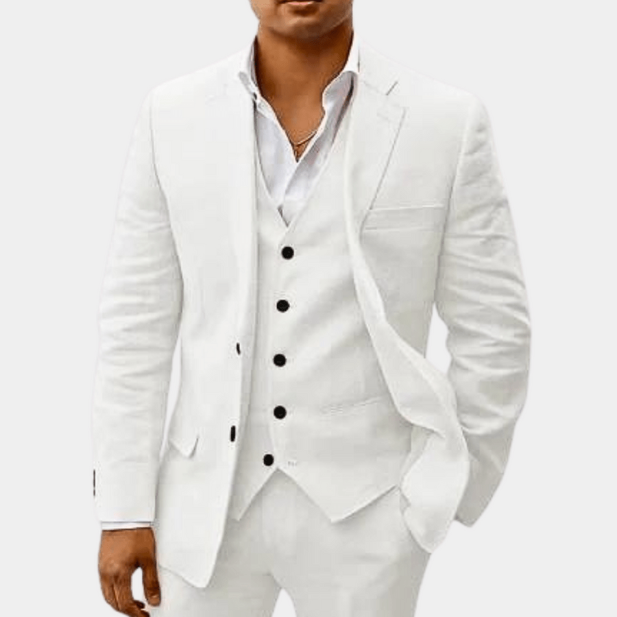 Men's Two-Piece Linen Wedding Suit