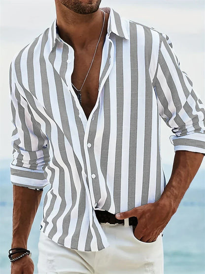 Men’s Vertical Striped Button Shirt