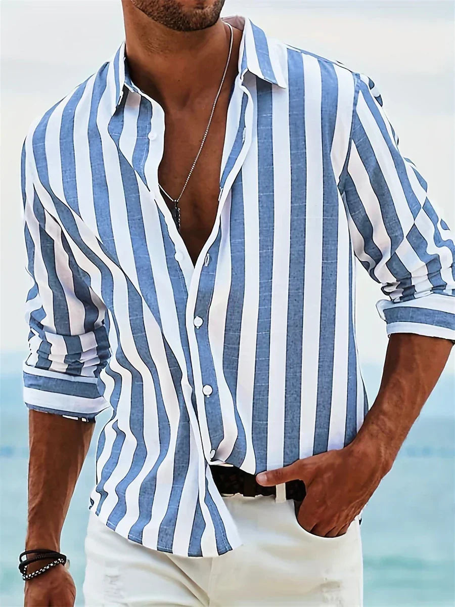 Men’s Vertical Striped Button Shirt