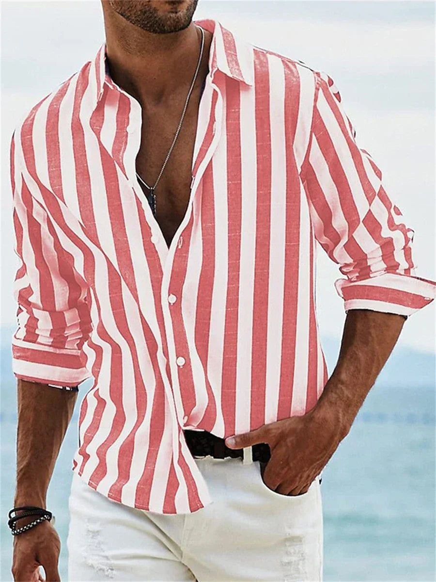 Men’s Vertical Striped Button Shirt