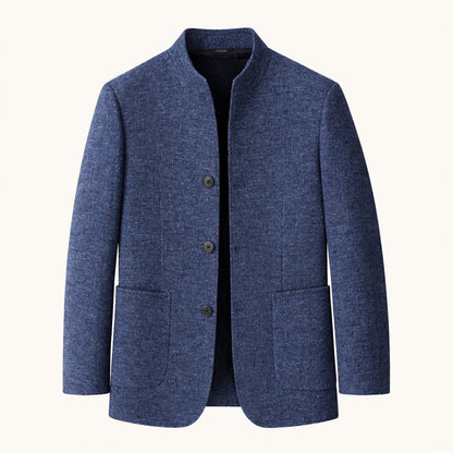 Men's Warm Fleece Stand Collar Blazer Wedding Guest