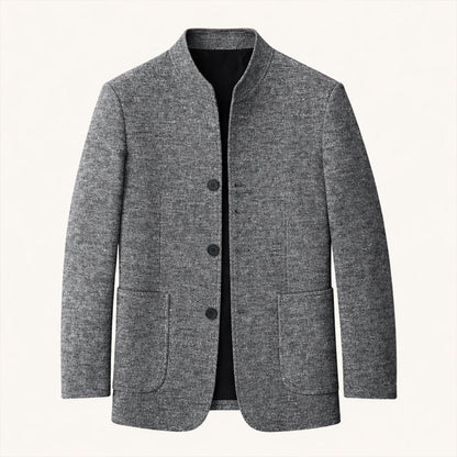 Men's Warm Fleece Stand Collar Blazer Wedding Guest