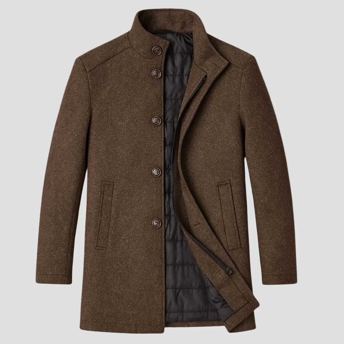 Men’s Wool Blend Stand Collar Coat