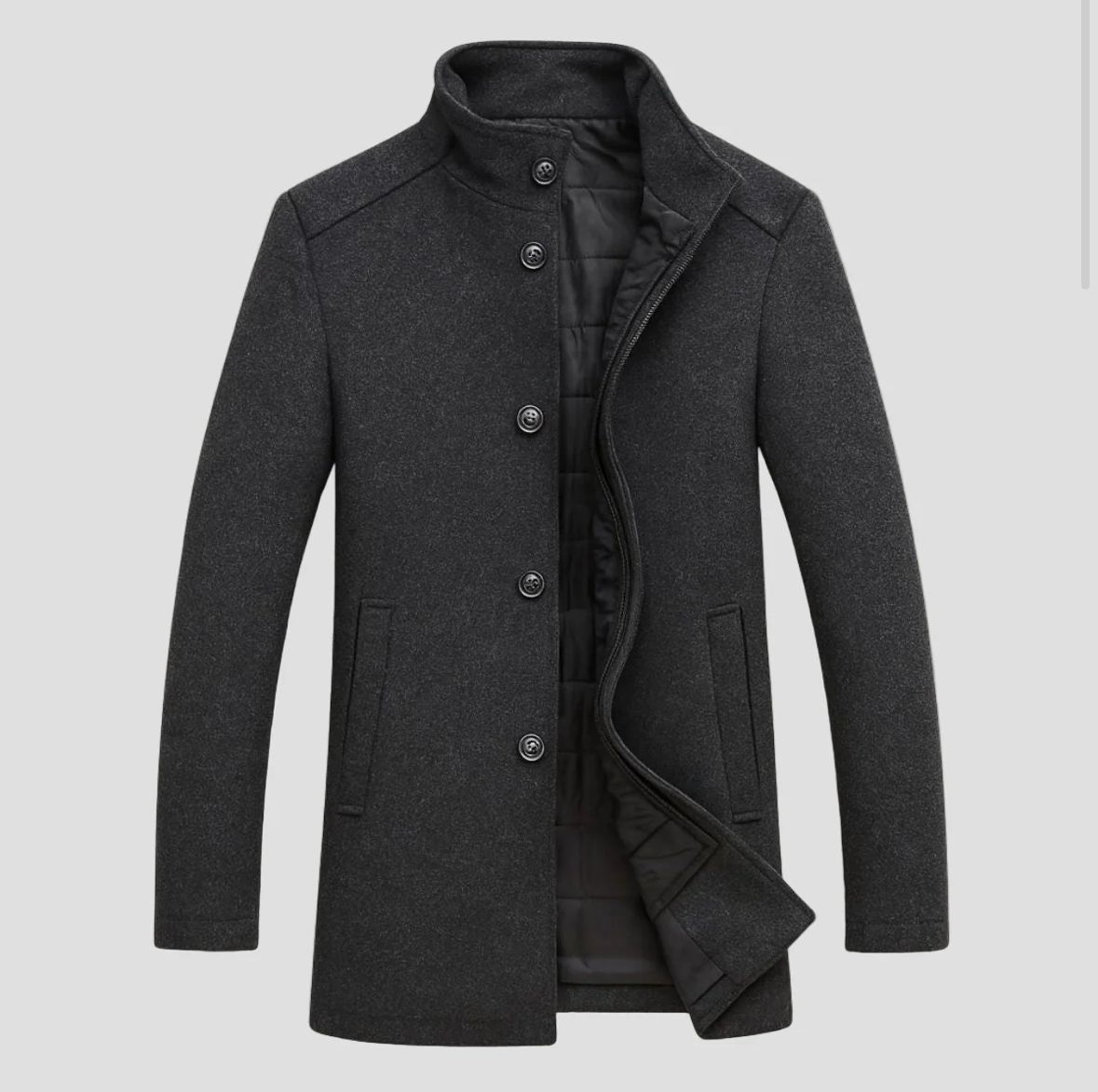 Men’s Wool Blend Stand Collar Coat