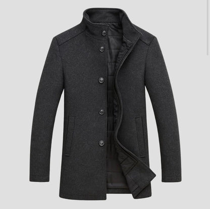 Men’s Wool Blend Stand Collar Coat