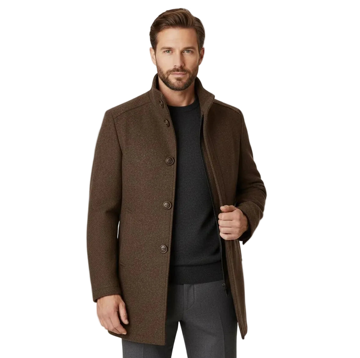Men’s Wool Blend Stand Collar Coat