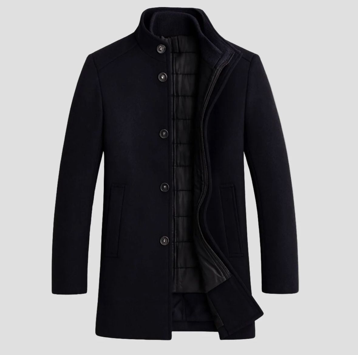 Men’s Wool Blend Stand Collar Coat