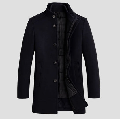 Men’s Wool Blend Stand Collar Coat