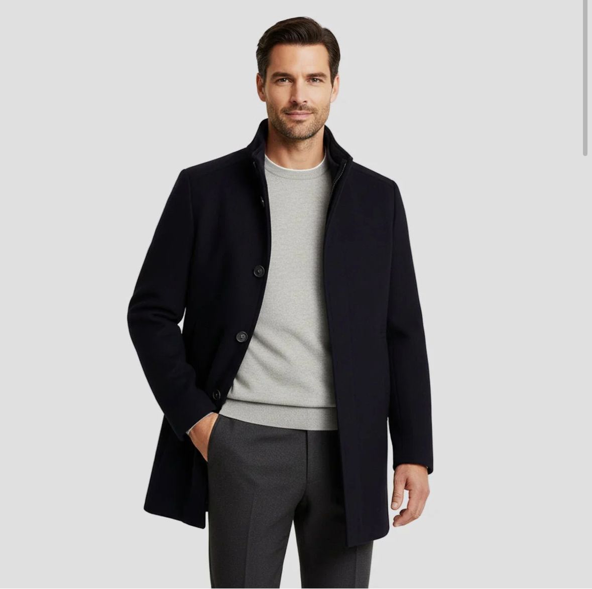 Men’s Wool Blend Stand Collar Coat