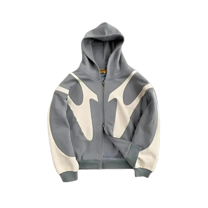 Men’s Zip Hoodie with Contrast Panels and Hood  Zip Hoodie