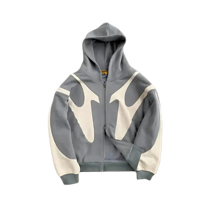 Men’s Zip Hoodie with Contrast Panels and Hood  Zip Hoodie