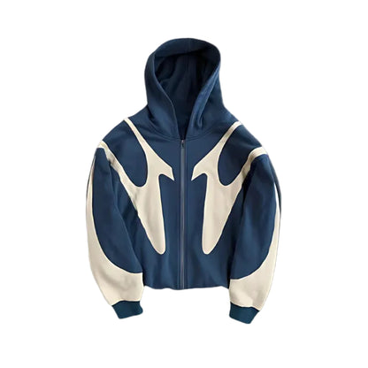 Men’s Zip Hoodie with Contrast Panels and Hood  Zip Hoodie