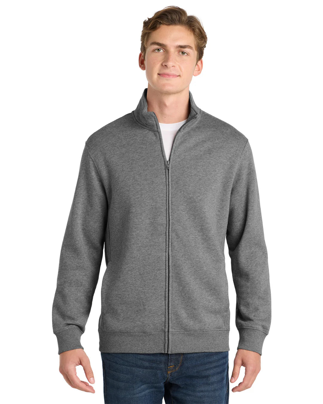 Men’s Zip-Up Knit Jacket with Stand Collar