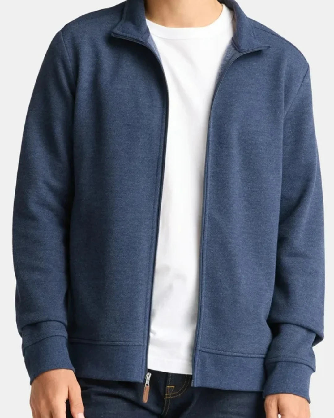 Men’s Zip-Up Knit Jacket with Stand Collar