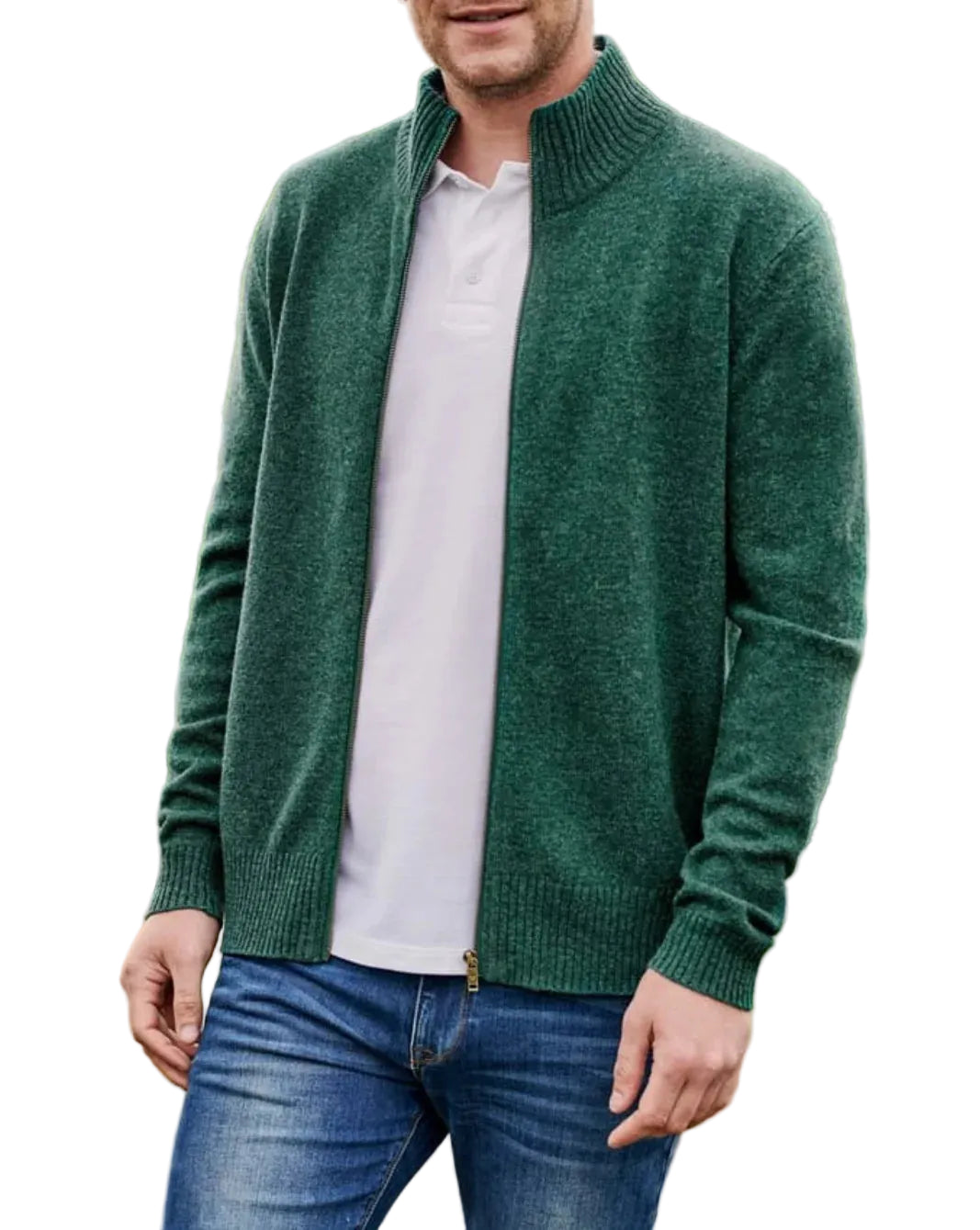 Men’s Zip-Up Knit Jacket with Stand Collar