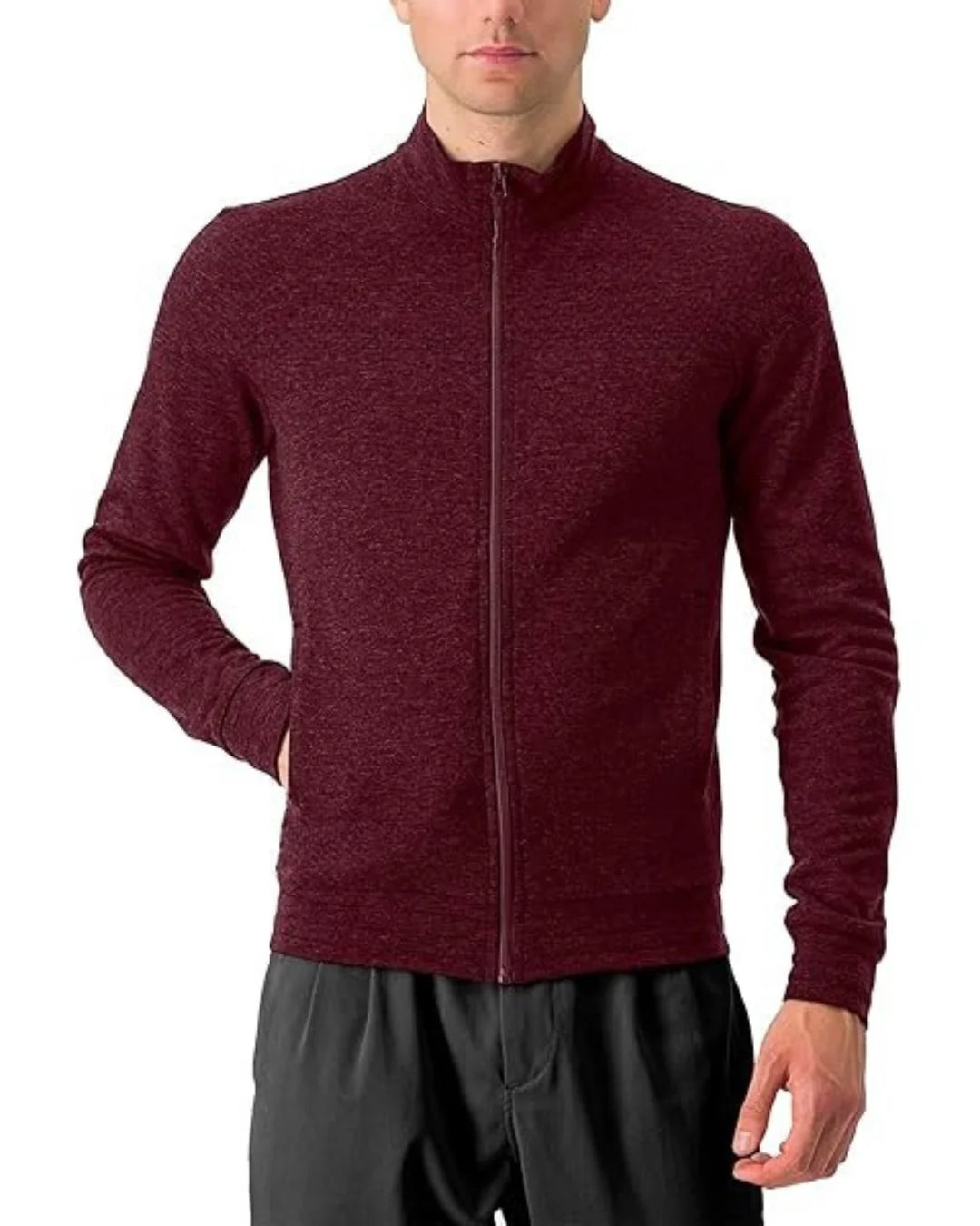 Men’s Zip-Up Knit Jacket with Stand Collar