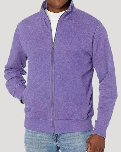 Men’s Zip-Up Knit Jacket with Stand Collar