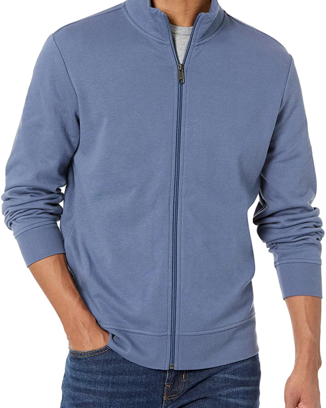 Men’s Zip-Up Knit Jacket with Stand Collar
