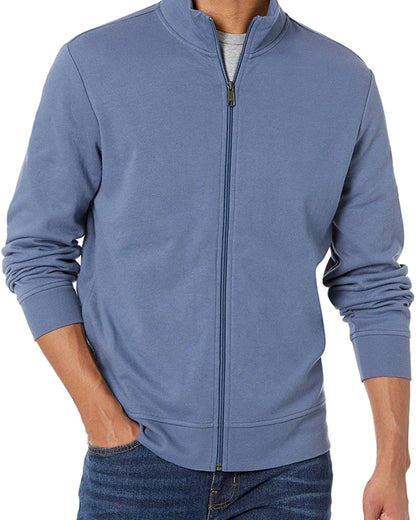 Men’s Zip-Up Knit Jacket with Stand Collar
