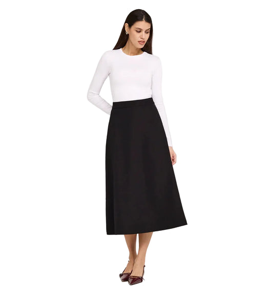 Women's Black Rose A-Line Midi Skirt