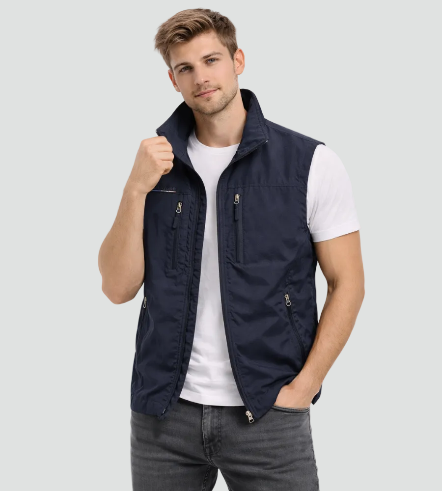 Osborne | Men's Gilet Outdoor Zip Front Stand Collar Padded Lightweight Warm Functional Casual Everyday Layering Versatile Comfort