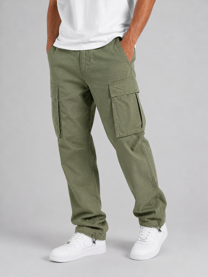 Quill | Men's Cargo Trousers Relaxed Fit Straight Leg Multi-Pocket Utility Casual Everyday Streetwear Comfort Versatile Durable