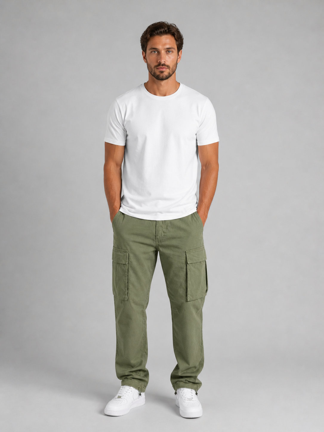 Quill | Men's Cargo Trousers Relaxed Fit Straight Leg Multi-Pocket Utility Casual Everyday Streetwear Comfort Versatile Durable