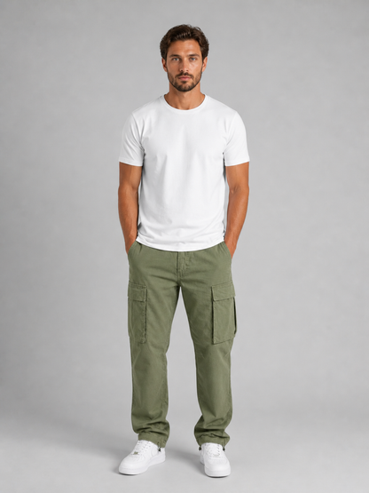 Quill | Men's Cargo Trousers Relaxed Fit Straight Leg Multi-Pocket Utility Casual Everyday Streetwear Comfort Versatile Durable