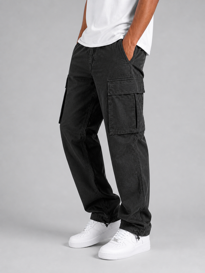 Quill | Men's Cargo Trousers Relaxed Fit Straight Leg Multi-Pocket Utility Casual Everyday Streetwear Comfort Versatile Durable
