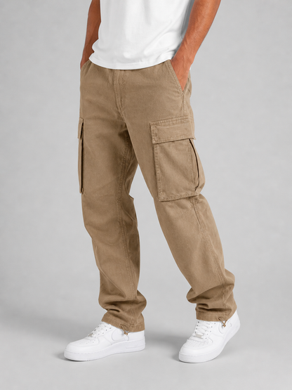 Quill | Men's Cargo Trousers Relaxed Fit Straight Leg Multi-Pocket Utility Casual Everyday Streetwear Comfort Versatile Durable