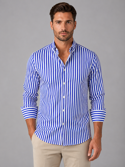 Montgomery | Men's Shirt Striped Long-Sleeve Button Up Tailored Breathable Smart Casual Everyday Versatile Clean Comfort Modern