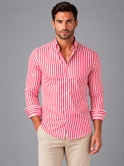 Montgomery | Men's Shirt Striped Long-Sleeve Button Up Tailored Breathable Smart Casual Everyday Versatile Clean Comfort Modern