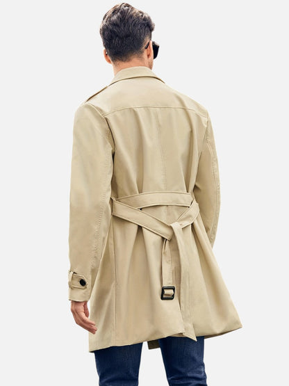 Preston | Men's Trench Coat Double-Breasted Tailored Wool-Blend Structured Longline Belted Heritage Smart Formal Occasion Winter