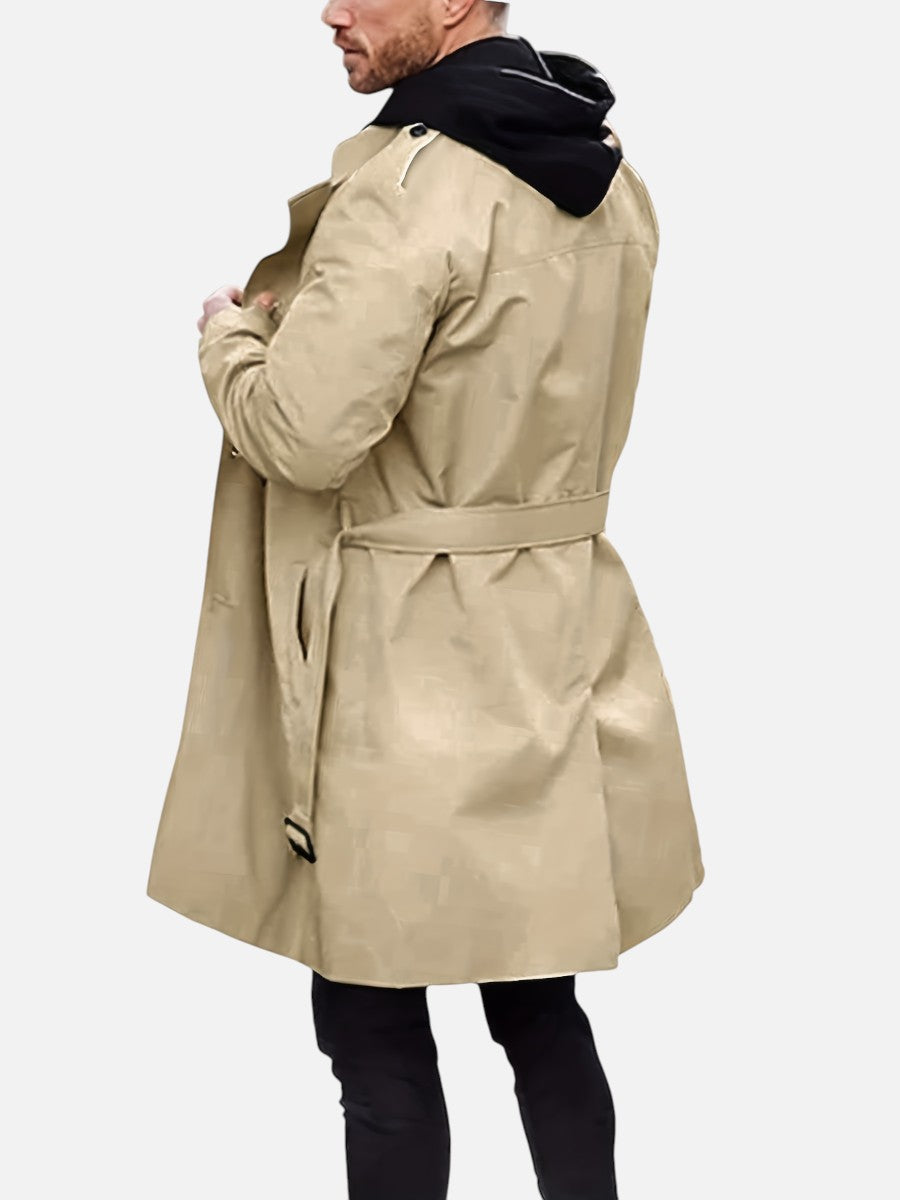 Preston | Men's Trench Coat Double-Breasted Tailored Wool-Blend Structured Longline Belted Heritage Smart Formal Occasion Winter