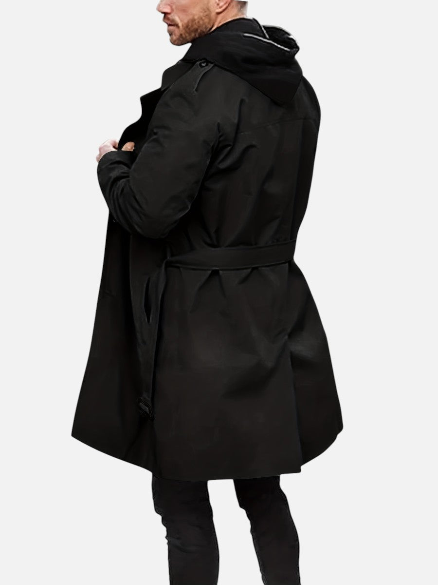 Preston | Men's Trench Coat Double-Breasted Tailored Wool-Blend Structured Longline Belted Heritage Smart Formal Occasion Winter