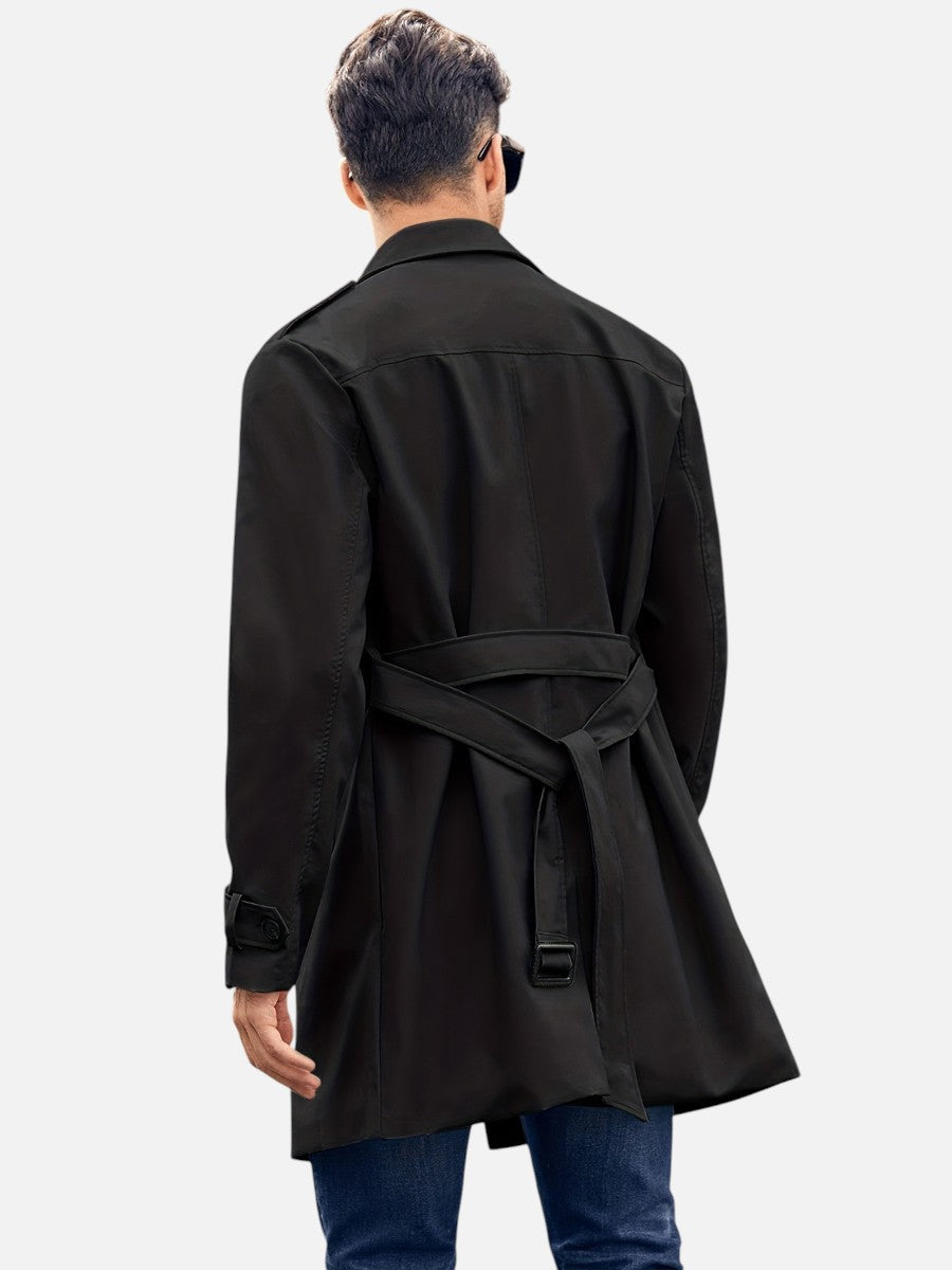 Preston | Men's Trench Coat Double-Breasted Tailored Wool-Blend Structured Longline Belted Heritage Smart Formal Occasion Winter