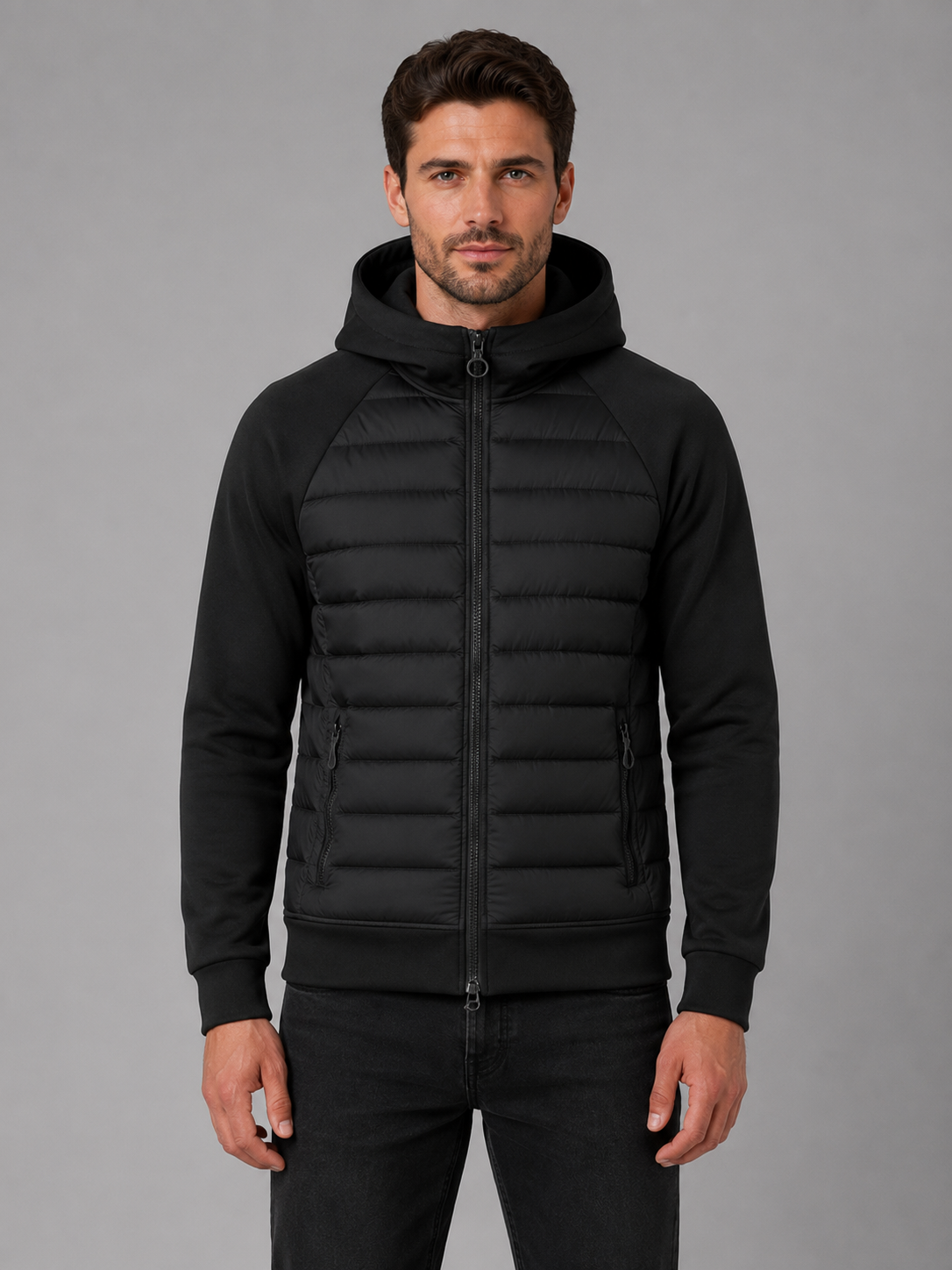 Ransom | Men's Jacket Hooded Quilted Lightweight Padded Warm Zip Contemporary Casual Everyday Autumn Winter Layering Versatile