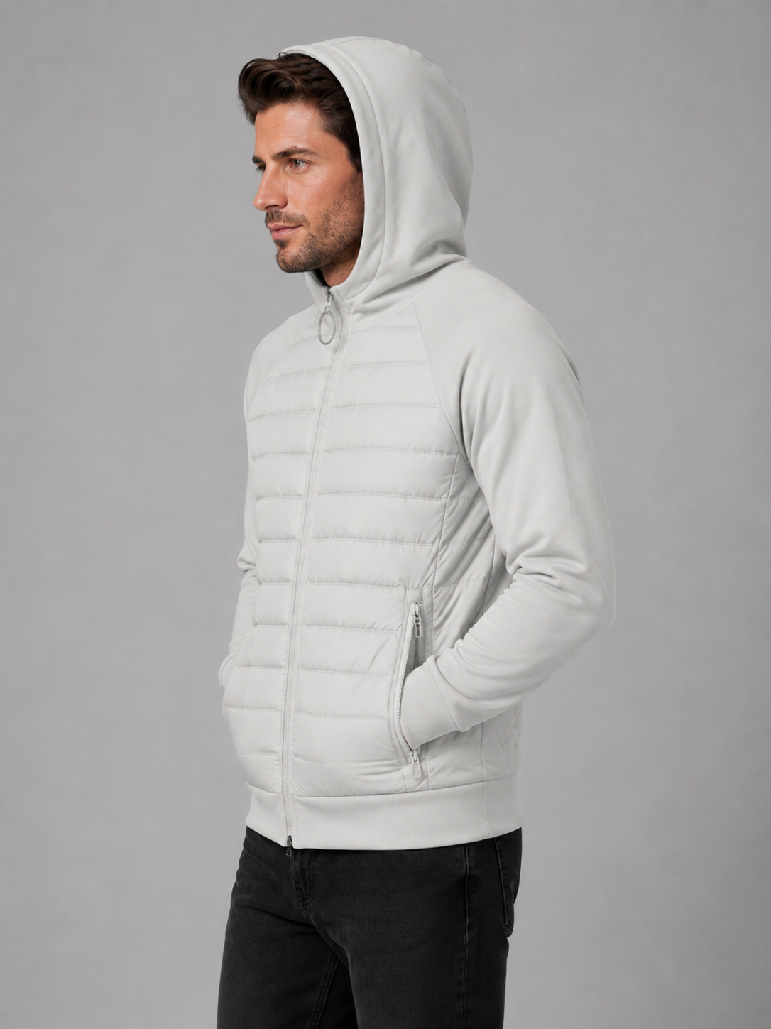 Ransom | Men's Jacket Hooded Quilted Lightweight Padded Warm Zip Contemporary Casual Everyday Autumn Winter Layering Versatile