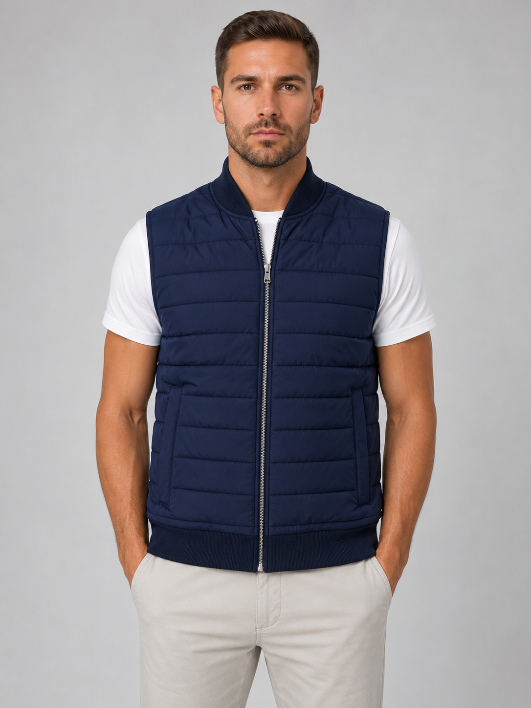 Horace | Men's Gilet Bodywarmer Lightweight Quilted Padded Sleeveless Warm Zip Layering Casual Everyday Outdoor Versatile Comfort