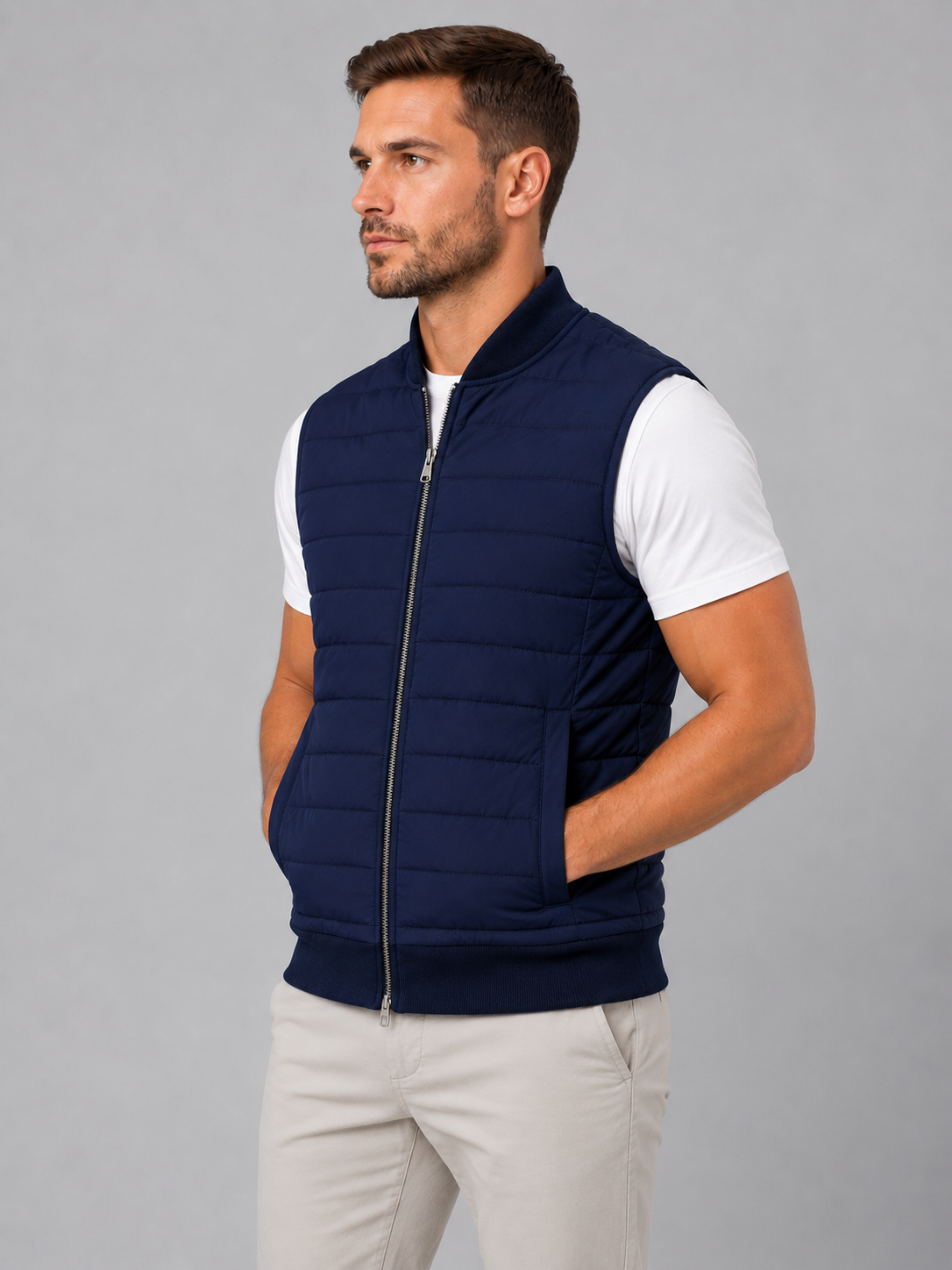 Horace | Men's Gilet Bodywarmer Lightweight Quilted Padded Sleeveless Warm Zip Layering Casual Everyday Outdoor Versatile Comfort