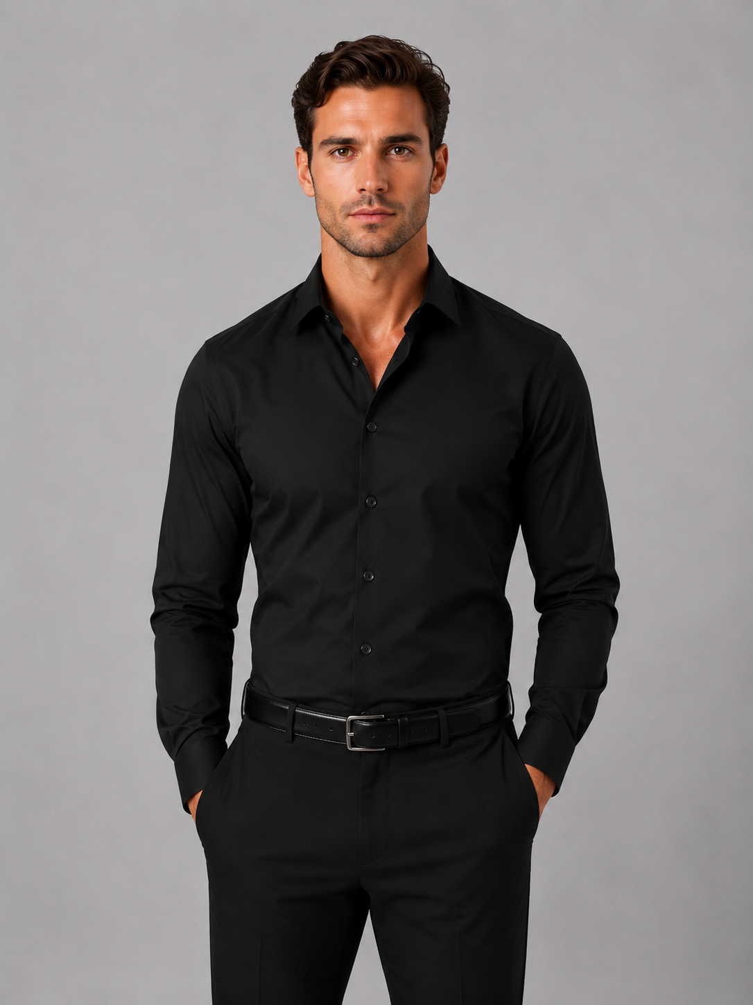 Ambrose | Men's Dress Shirt Slim Fit Long-Sleeve Tailored Button Smart Formal Occasion Business Wedding Versatile Clean Refined