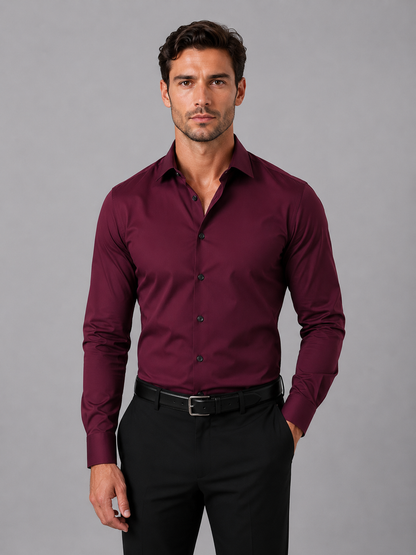 Ambrose | Men's Dress Shirt Slim Fit Long-Sleeve Tailored Button Smart Formal Occasion Business Wedding Versatile Clean Refined