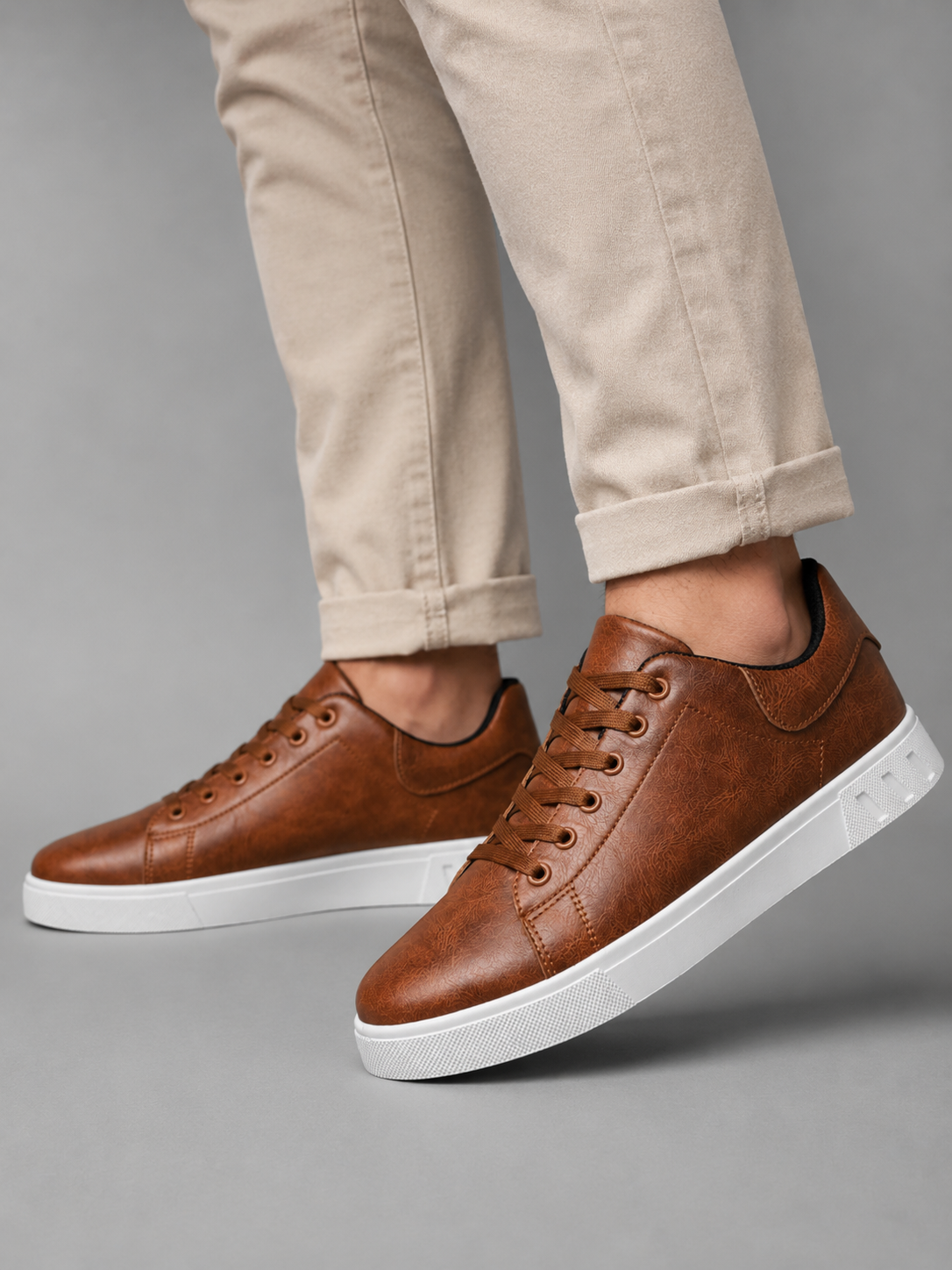 Sheldon | Men's Trainers Smart Casual Leather Lace-Up Cushioned Comfort Everyday Walking Versatile Clean Refined Modern Sneakers