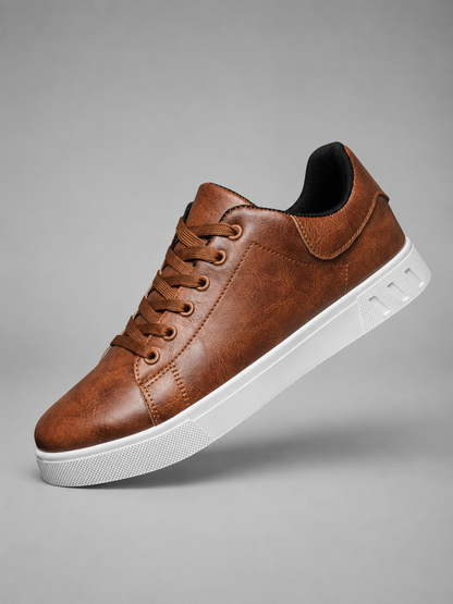 Sheldon | Men's Trainers Smart Casual Leather Lace-Up Cushioned Comfort Everyday Walking Versatile Clean Refined Modern Sneakers