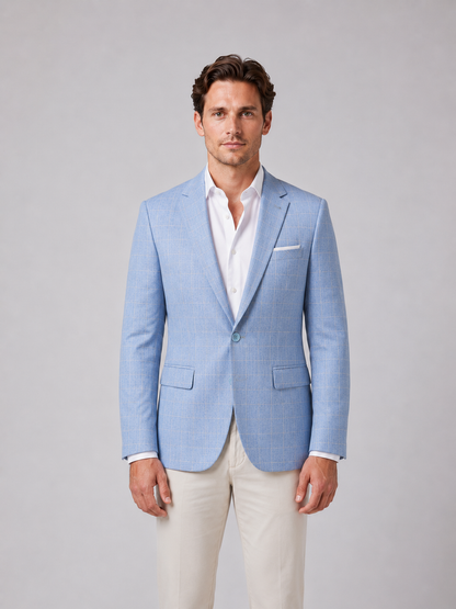Ulysses | Men's Blazer Windowpane Tailored Structured Lightweight Smart Formal Occasion Business Wedding Refined Layering